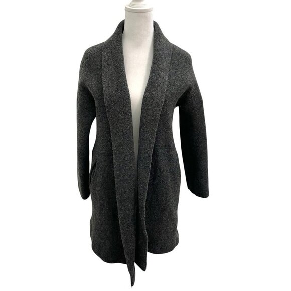 Madewell 100% Merino Wool Shawl Collar Open Front Sweater Jacket Coat Gray Small - Picture 1 of 5